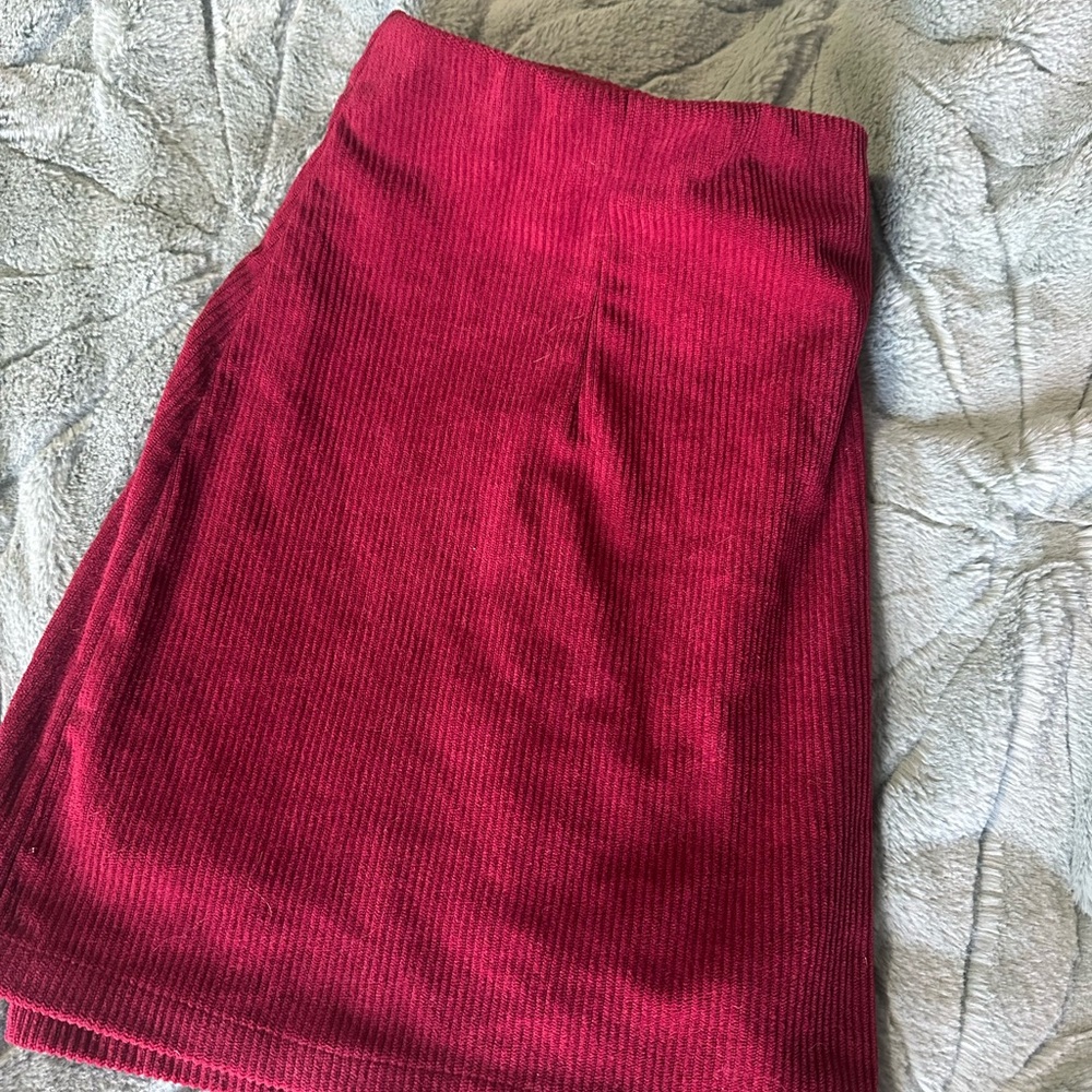 Elegant Red Corduroy Skirt